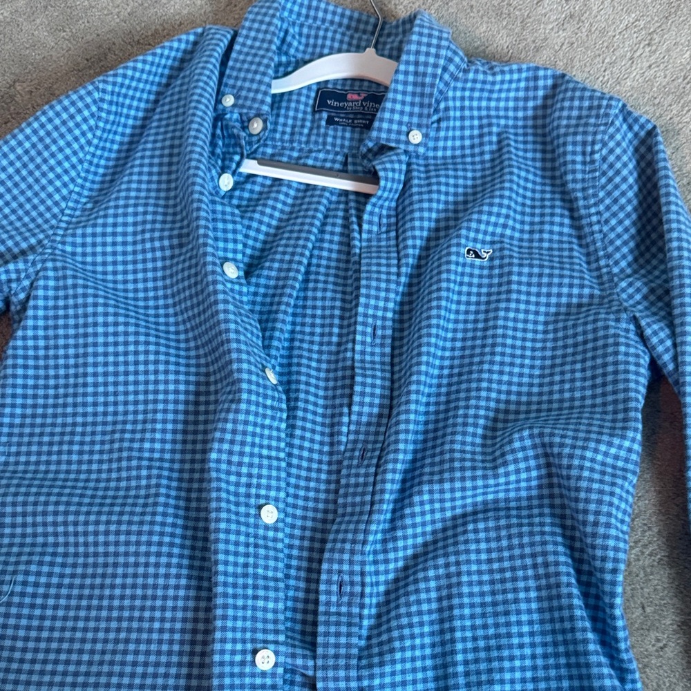 Vineyard Vines Kids Blue Checkered Button Down Shirt